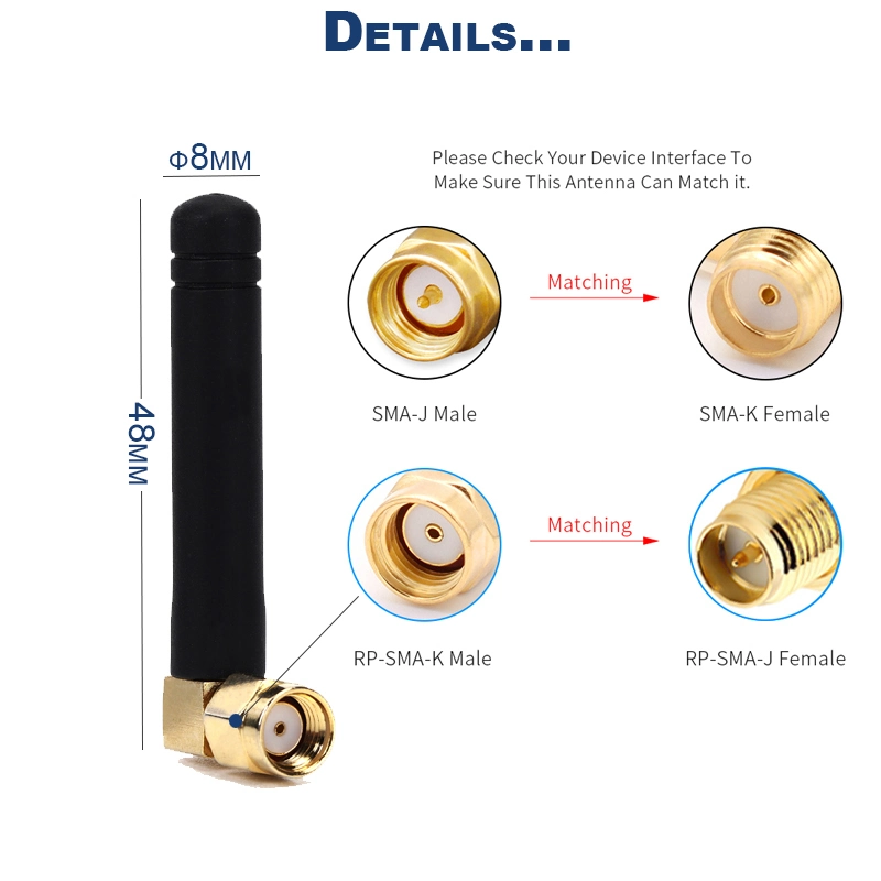 2.4G LTE 2dBi WiFi 2.4GHz Rubber Duck Antenna with SMA/RP-SMA Male Connector