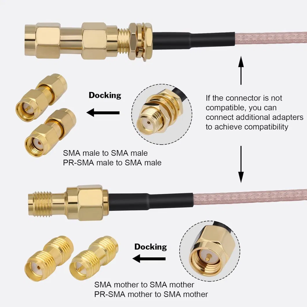50 Ohms S-Ma Male to S-Ma Female Adapter Kit RF Coaxial Cable for WiFi Amateur Radio GPS 3G 4G LTE Antenna Lna