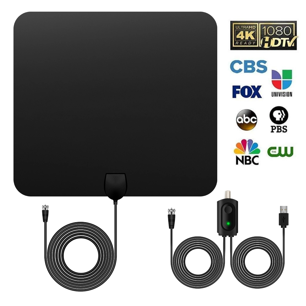 Factory Price Coaxial Cable 3-4m Length Digital HD Amplified TV Antenna 35-50 Miles Rang Support HDMI 4K 1080P Color/ Digital Indoor Antenna