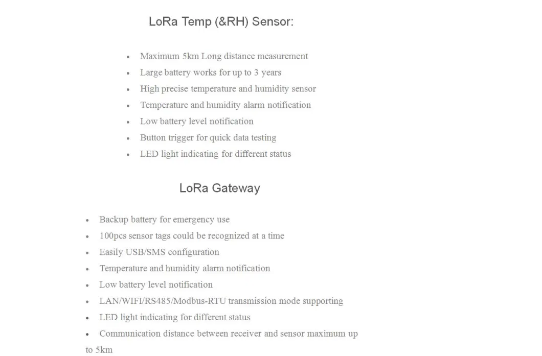 Tzone Lora Wireless Temperature Monitor Sensor with 4G LTE Gateway