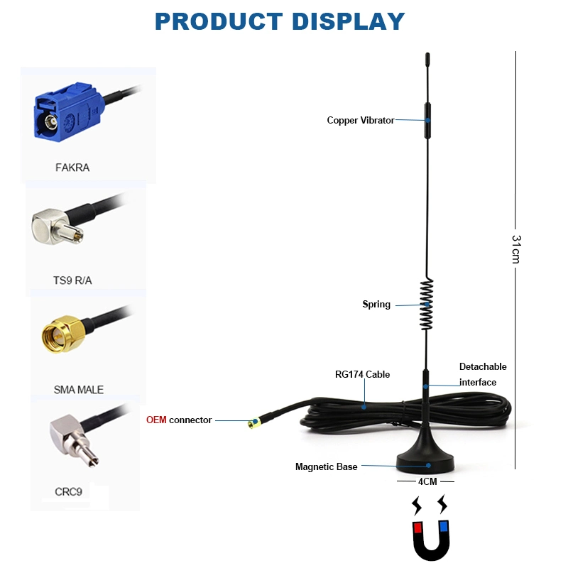 310*40mm 4G 3G 2g GSM GPRS Magnetic Antenna with Ts9 Male Connector