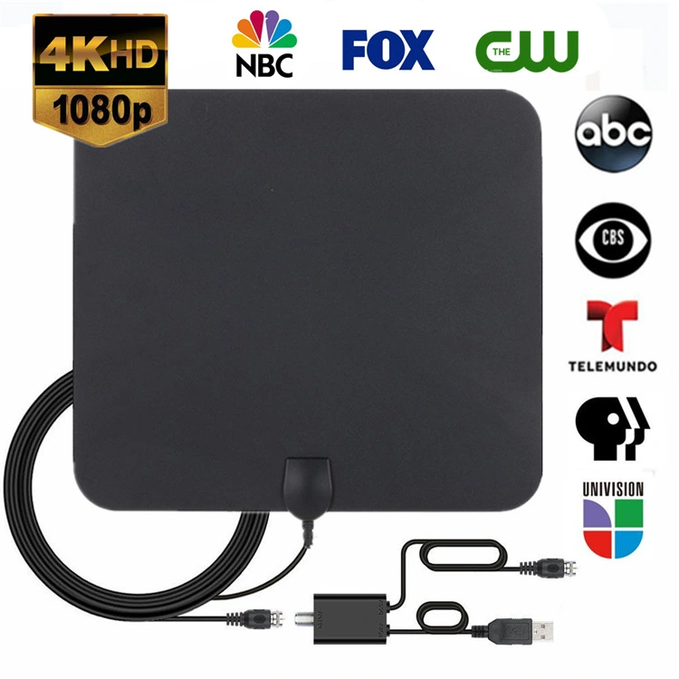 Factory Price Coaxial Cable 3-4m Length HD TV Antenna 35-50 Miles Rang Support HDMI 1080P Color/Transparent Antenna