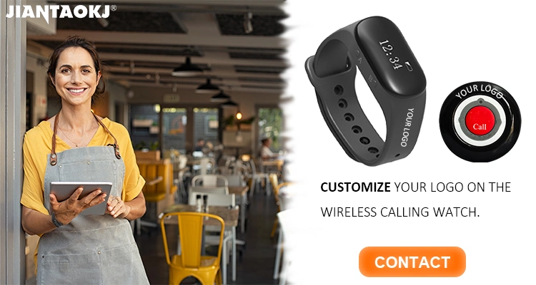 Wireless Restaurant Guest Table Number 315 MHz 433MHz Call Button Restaur Paging Waiter Pager Receiver Service Calling System Wrist Watch with Screen for Cafe