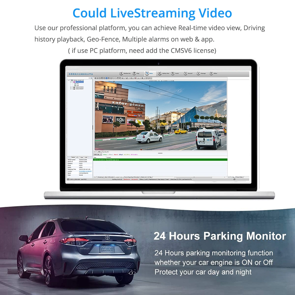 4G GPS WiFi Fleet Management Driver Monitor Tracking Car DVR Cmsv7 Dashcam