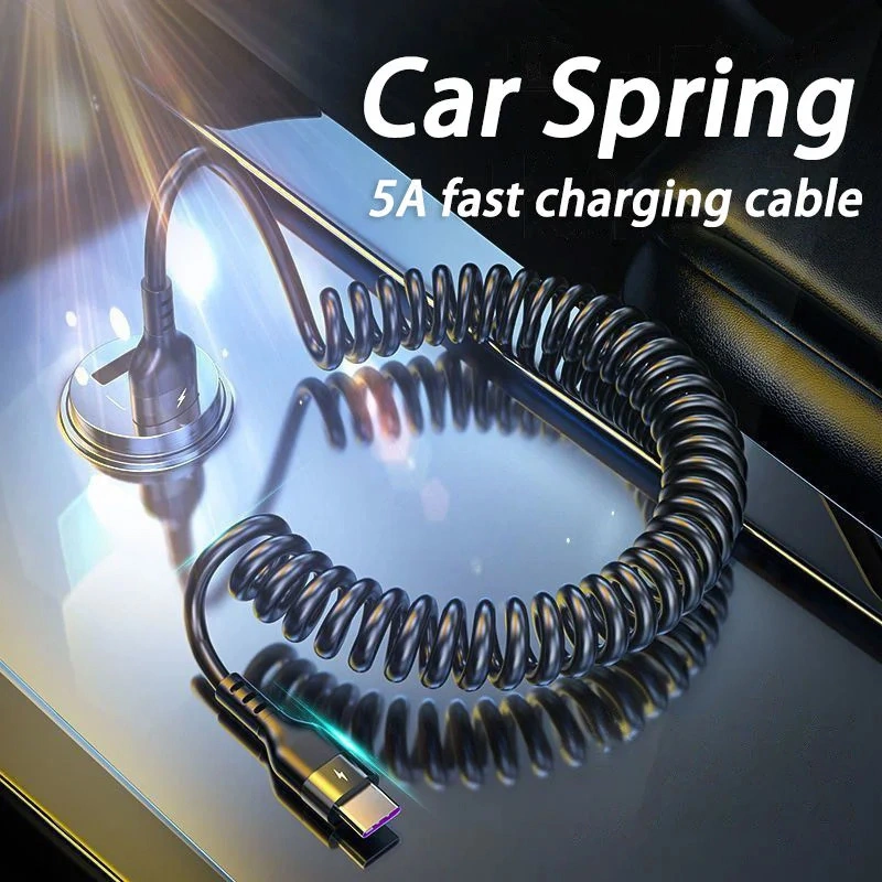 Mobile Phone Charging Cable USB Charger Cables Type C Interface Device Power Spring Cable