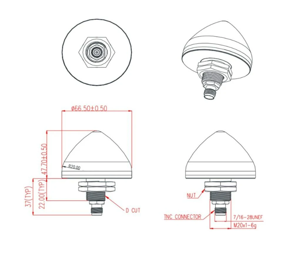 High Gain 40dBi Waterproof Outdoor Mushroom Marine GPS Glonass Active Antenna