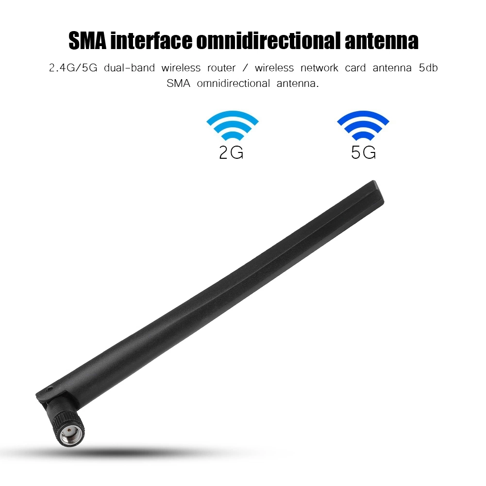 Long Range 2.4G/5g Dual Band WiFi Antenna 5dBi Gain RP-SMA Interface for Wireless Router 4G Antenna Booster