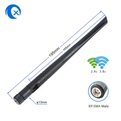 2.4 5.8 GHz de doble banda de pato de goma omnidireccional plegable Wireless WiFi Booster Antena WLAN RP-SMA para tarjeta PCI Modem Router