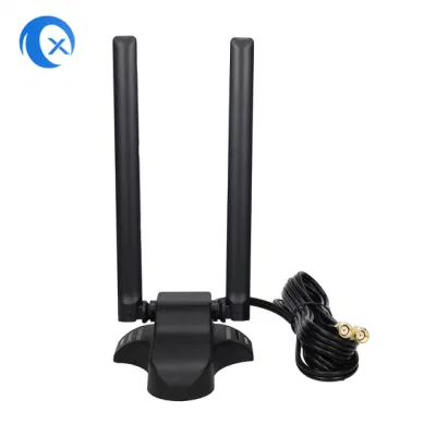 ODM/OEM 2,4/5,8GHz 5dBi Dual-Band WiFi antena WLAN montaje magnético inalámbrico Extensor RP-SMA macho con cable RG174