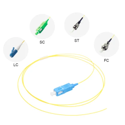 0,9 mm G657A1 de fibra óptica de Sm Sx Pigtail 1M Sc Pigtail fibra monomodo Sc/UPC en forma de espiral