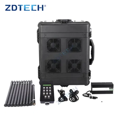 Trolley portátil High-Power 20-6000MHz DDS de alta potencia 620W 7 Bandas 433MHz 2.4G 5.8G Anti Drone señal GPS Uav Jammer