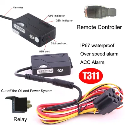 2G de la seguridad de Gestión de Flotas GPS Tracker Seguimiento de vehículos automóviles con motor de Corte remoto T311