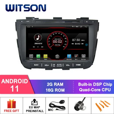 Witson Quad-Core Android 11 Alquiler de DVD GPS para Kia Sorento 2013 Micrófono externo incluido