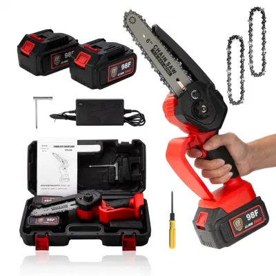 6 pulgadas 21V El mini sierra portatil mini motosierra motosierra eléctrica inalámbrico de 6 pulgadas con 2 baterías de litio