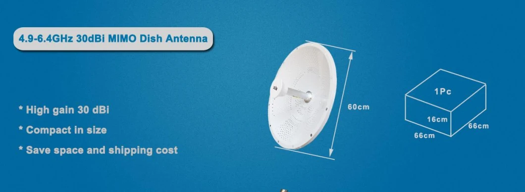 Outdoor Base Station 4.9 to 6.4 GHz MIMO Parabolic Dish Antenna