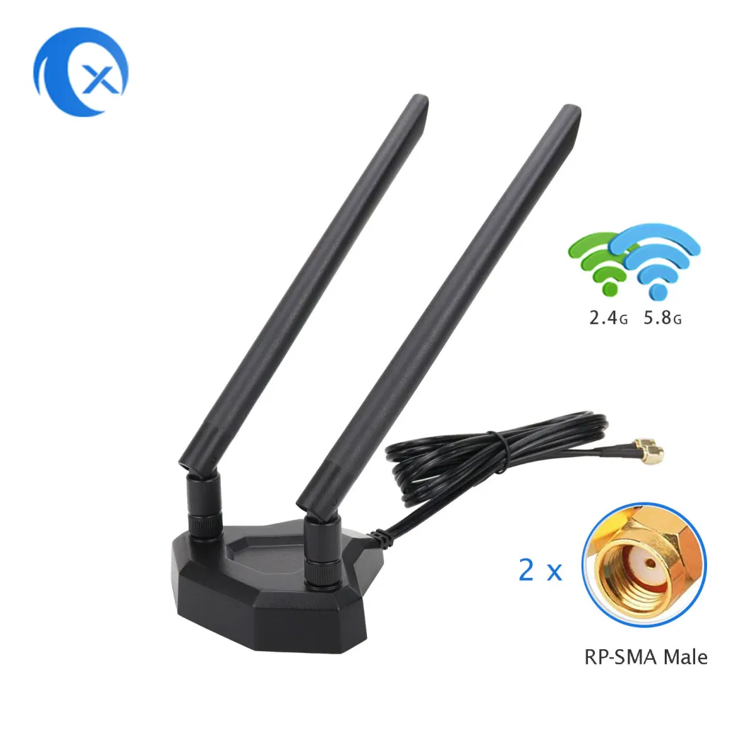 2.4/5.8GHz 5dBi Dual-Band Magnetic Mount Antenna WiFi Bluetooth Wireless Extender RP-SMA Male with Rg174 Cable