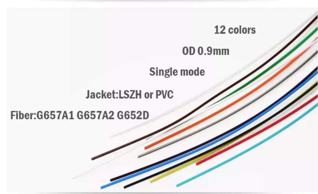 FTTH Fiber Optic 12 Cores 0.9mm Multicolor Upc Optical Fiber LC Pigtail