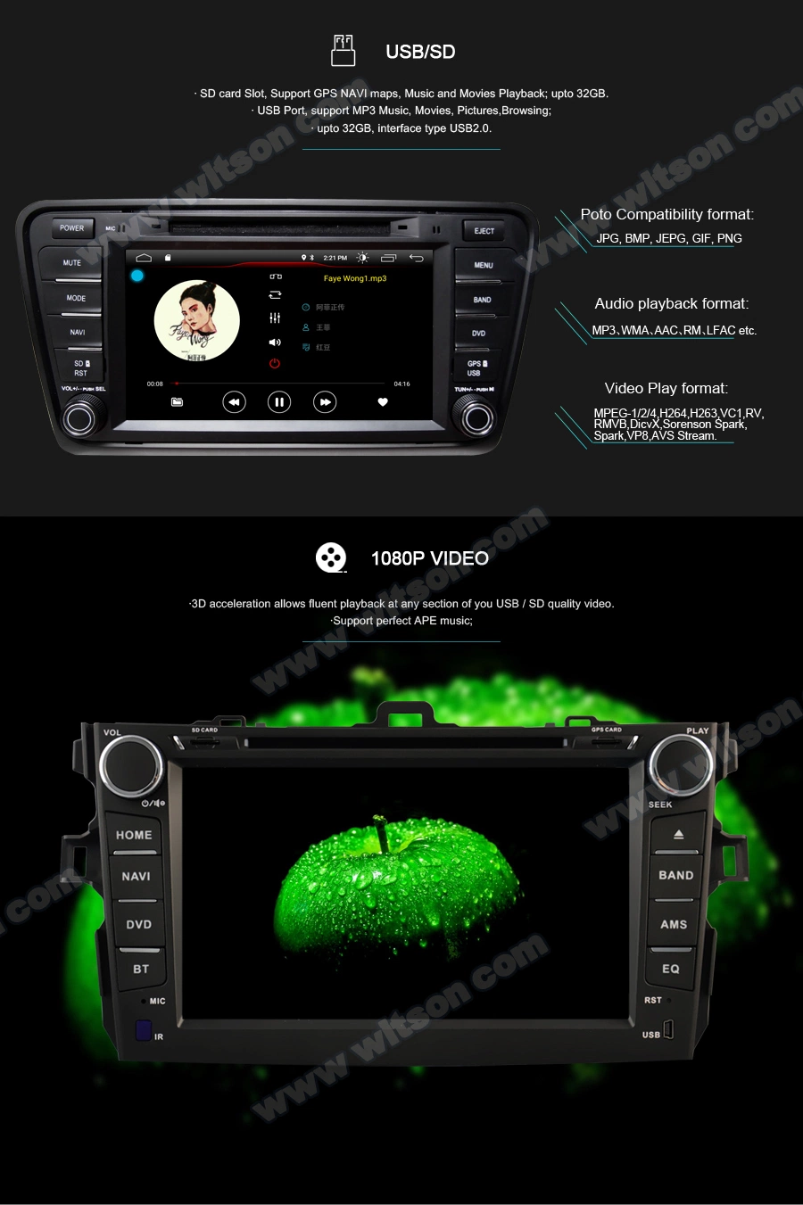 Witson Quad-Core Android 11 Car DVD GPS for KIA Sorento 2013 External Microphone Included