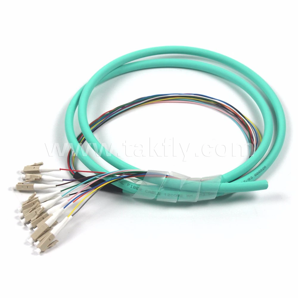 12 Fiber LC Om3 Colored Optic Fiber Pigtail