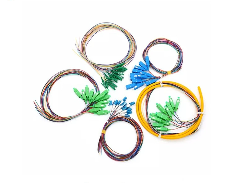 FTTH Fiber Optic 12 Cores 0.9mm Multicolor Upc Optical Fiber LC Pigtail