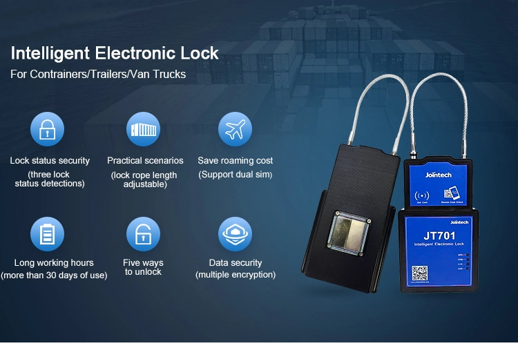 Jointech Jt701 Padlock Logistic Truck GPS Tracker Cargo Fleet Management Solutions Container Lock Software System