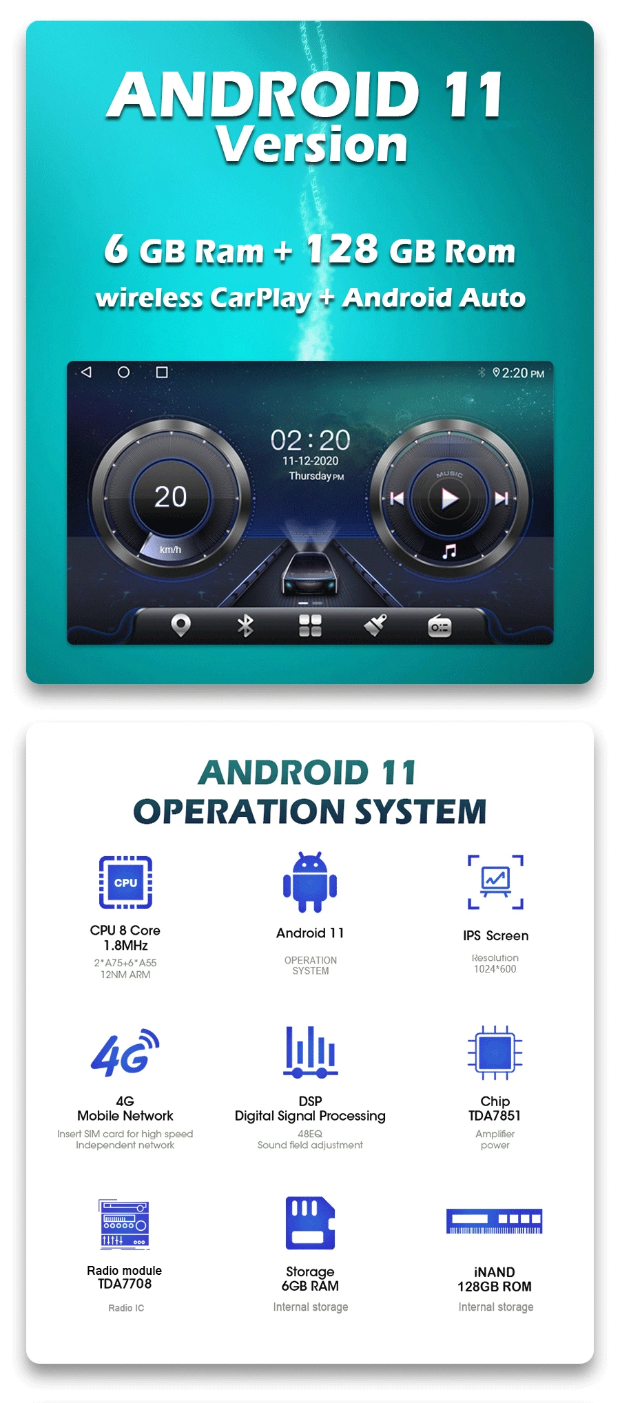 Witson Android 11 Car Navi Radio for Toyota Reiz 2011-2016 GPS Bt WiFi Google Multimedia