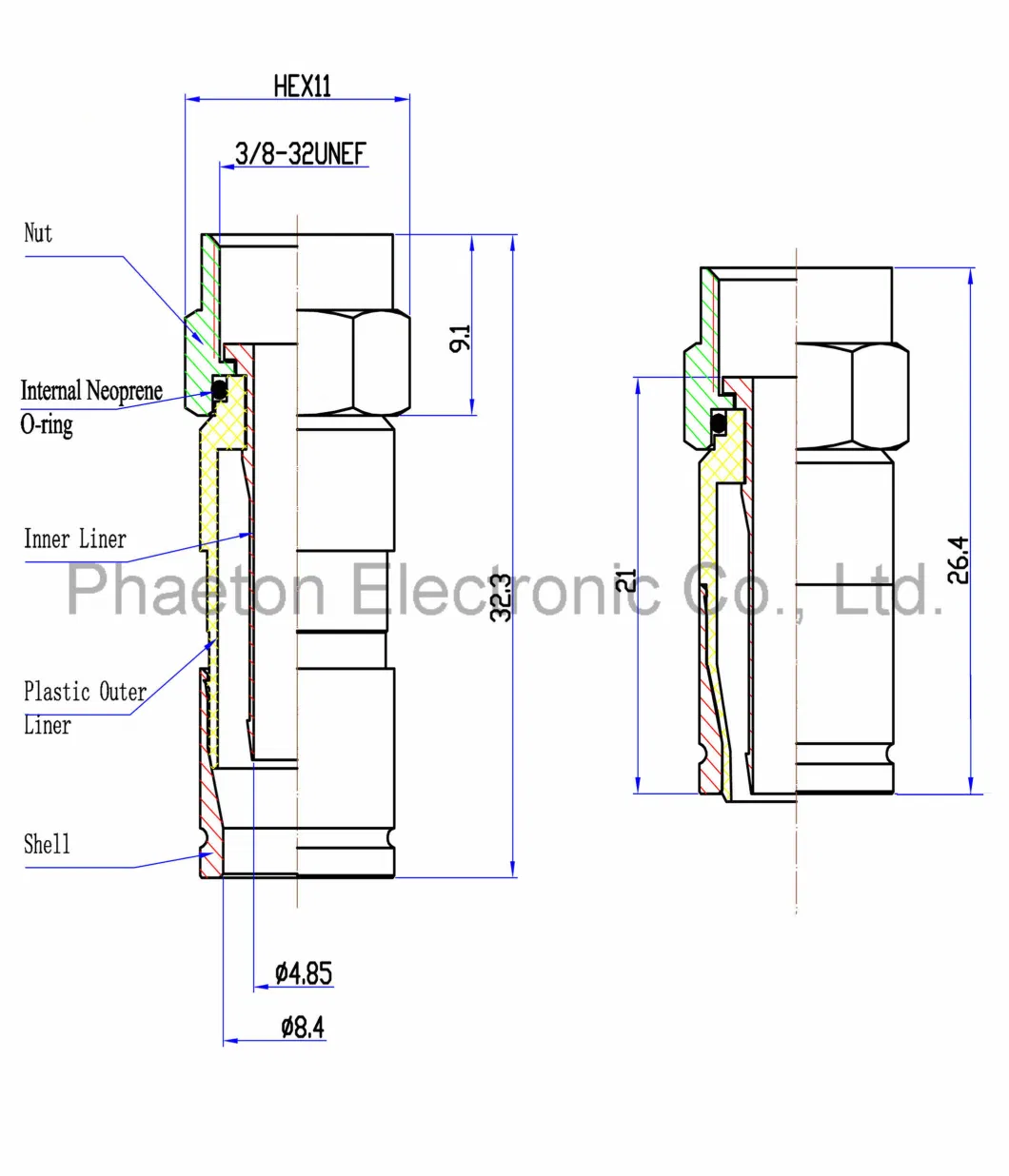 RG6 Compression RF Connector for Coaxial Cable