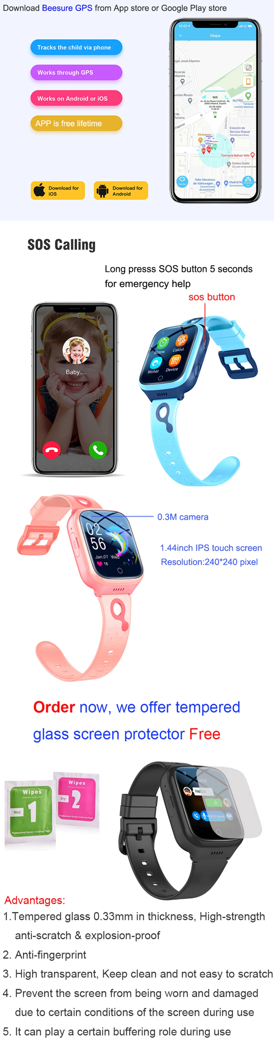 Top sale China factory 4G video call Waterproof IP67 Parental Control Kids safety Smart Watch Phone GPS Tracker with SOS panic button D35