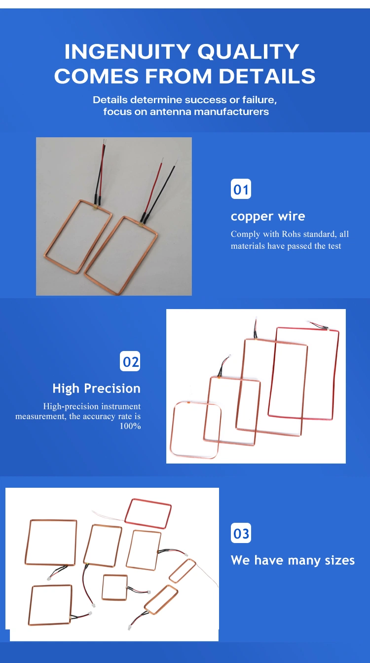 High Frequency 125kHz IC Card Reader RFID Loop Antenna 0.2mm Wire Self-Bonded Copper Induction Square Coil Antenna