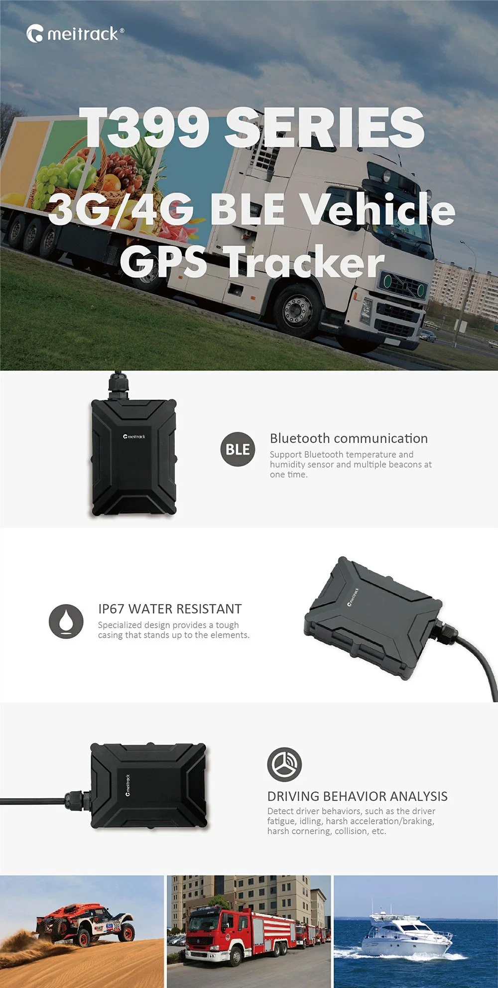 Meitrack Bluetooth Car GPS Tracking Devices 4G LTE GPS Tracker For Fleet Vehicles