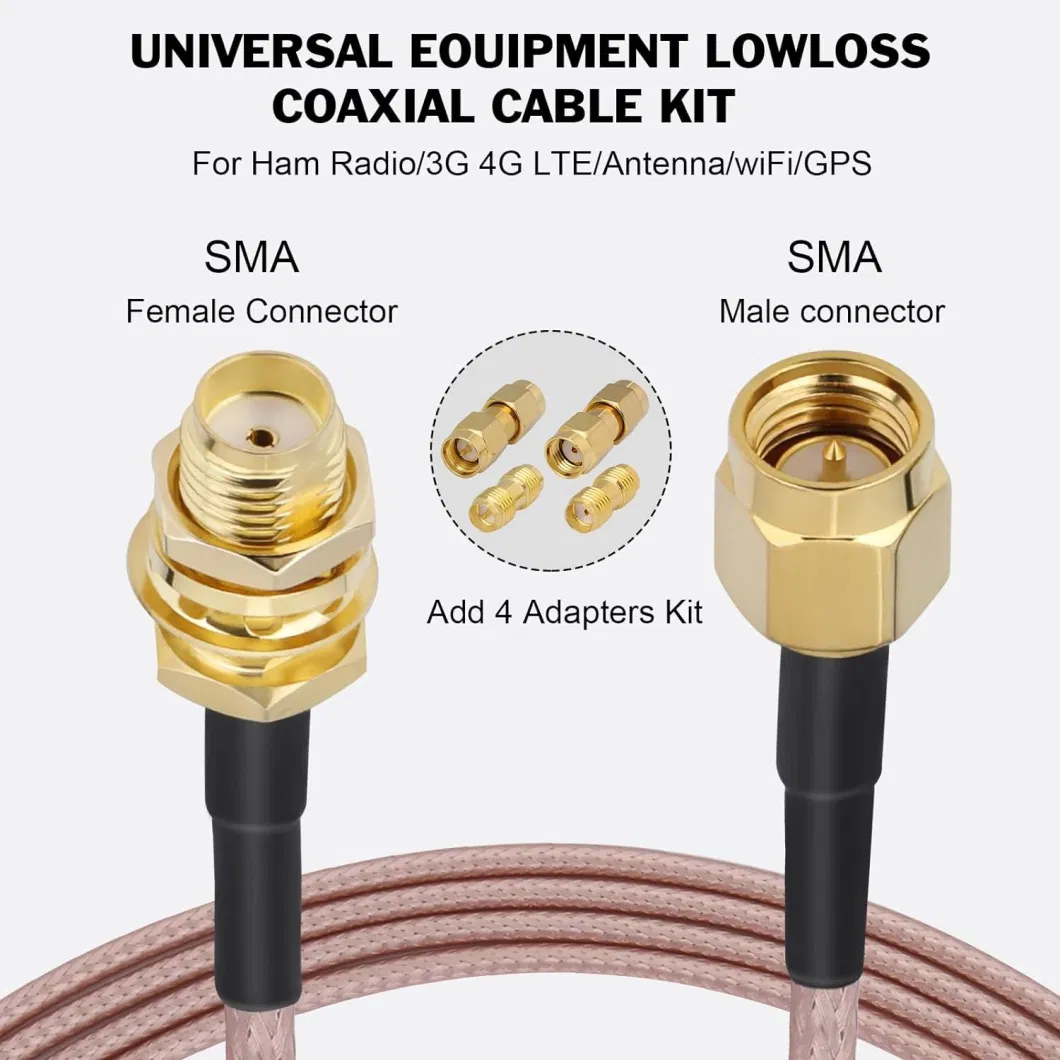 50 Ohms S-Ma Male to S-Ma Female Adapter Kit RF Coaxial Cable for WiFi Amateur Radio GPS 3G 4G LTE Antenna Lna