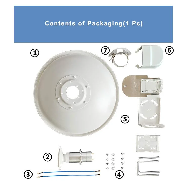 Outdoor Base Station 4.8 - 6.5 GHz Ptp MIMO Dish Parabolic Antenna