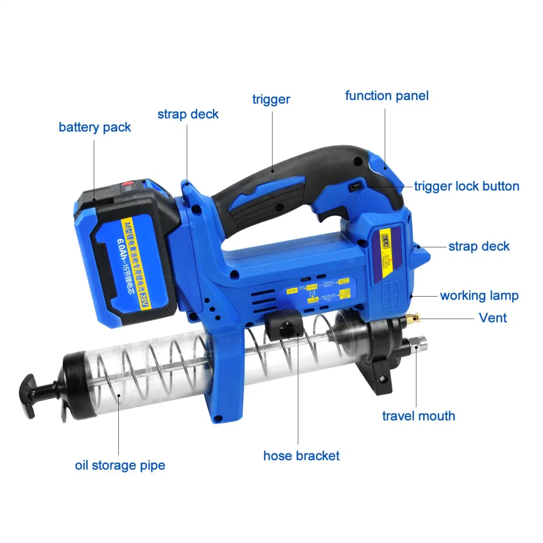 Professional Rechargeable Battery Electric Grease Gun with 900cc 10000 Psi Cordless Grease Gun