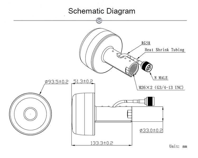 High Gain 1575.42MHz Active Glonass GPS Marine Antenna with SMA Male Connector for Marine Navigation