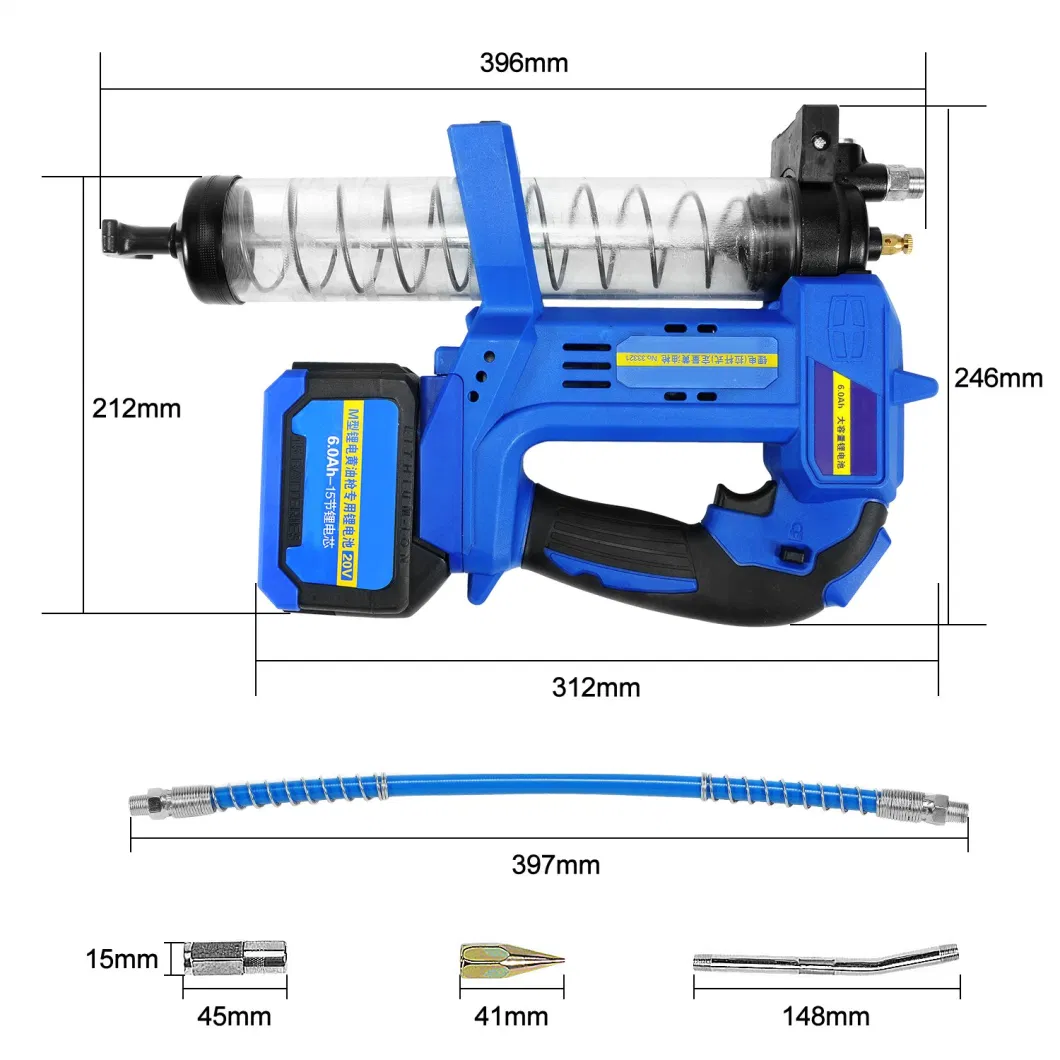 Professional Rechargeable Battery Electric Grease Gun with 900cc 10000 Psi Cordless Grease Gun