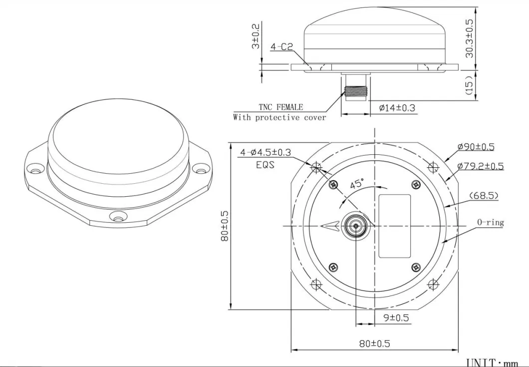 360 Horizontal Coverage Angle Rtk Gnss Aeria Antennas with TNC-K Connector