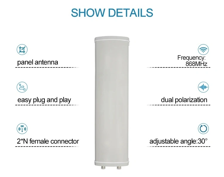 Outdoor Base Station Panel Antenna, 16 dBi, 45-Degree, 2 X Type N Female, H/V Dual Pol, 2.7 GHz 2-Port Sector Antenna