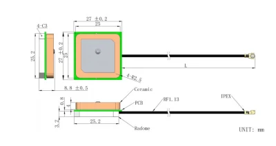 Antenna dielettrica attiva patch ceramico con chip interno da 1575,42 MHz per Micro GPS Tracker (Tracker GPS)