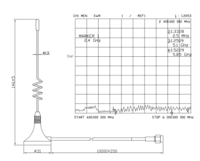 Antenna WiFi Dual Band 2.4/5,8 g magnetica