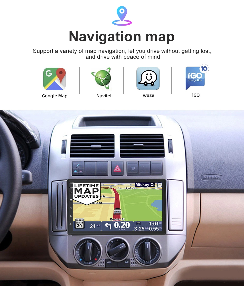 Adjustable 1DIN FM 7 Inch Car Stereo Radio Android 9.1 Contact Screen 1080P Car Radio Player Quad-Core GPS Navigation