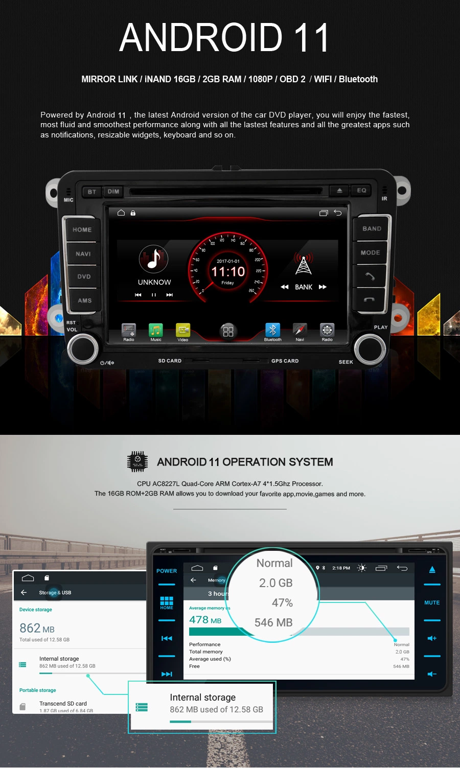 Witson Quad-Core Android 11 Car DVD GPS for Mercedes-Benz Slk200/Slk280/Slk350/Slk55 2004-2012 Support Full Video Output to Sub-Monitor Like Mirror Link