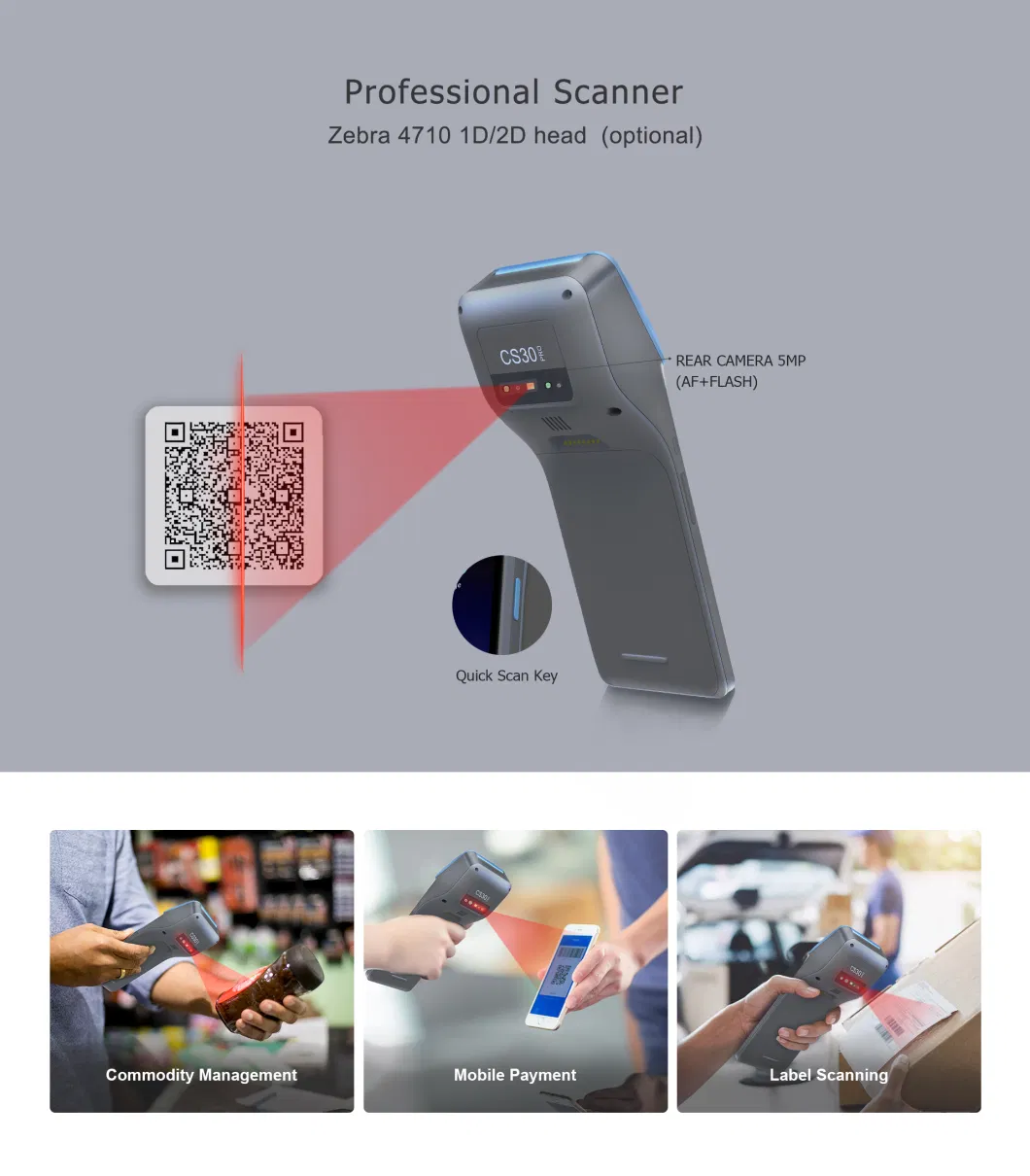 High-Speed Thermal Printer Handheld POS Terminal Support GPS