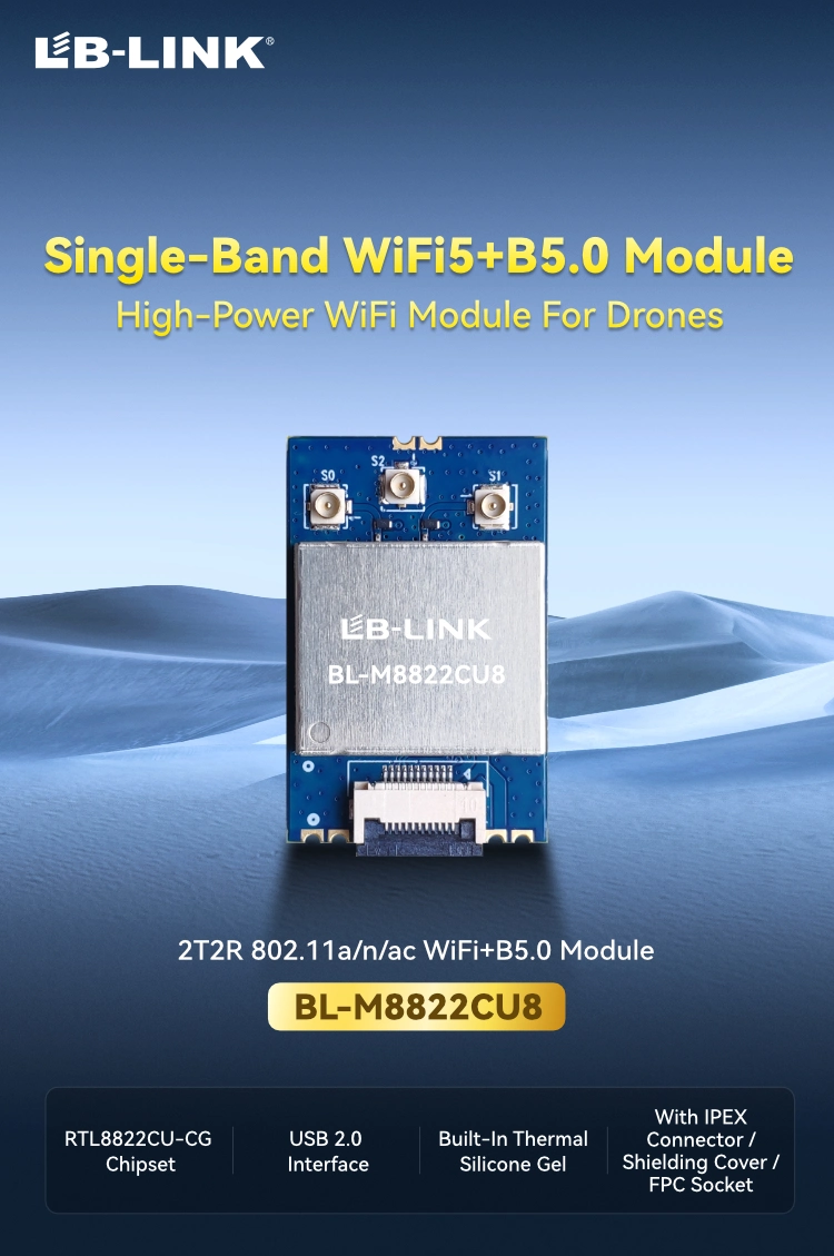 LBLINK BL-M8822CU8 5g Band WLAN + Blv5.0 Combo Module Jammer Designed Three Antenna Hole for OEM ODM China Xx Mobile Signal Jammer