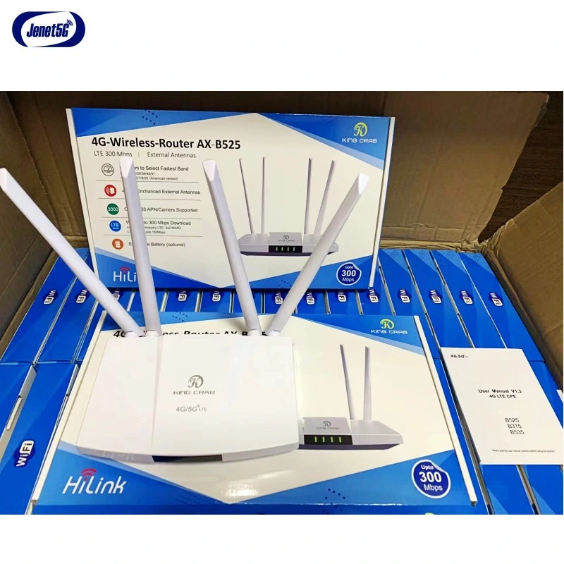 Factory OEM ODM B525 Baterry 4 External Antennas 300Mbps Unlocked 4G CPE Wi-Fi Router with SIM Card Slot