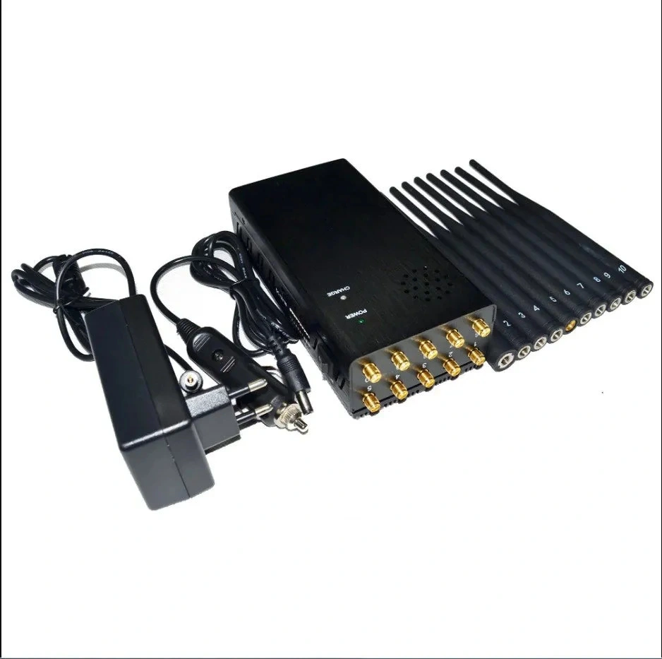 Powerful 10 Antennas Handheld Signal Jammer Blocker for CDMA/GSM/3G/4G Lte Cellphone/5.8g Wi-Fi /Bluetooth GPS and 315/433/868MHz RF Radio Jammer