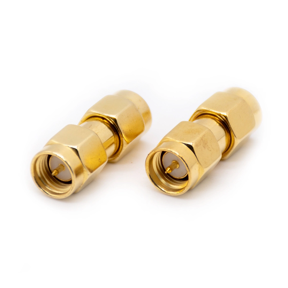 Gold Plated 180 Degree RF Adapter SMA Male to Male Straight Connector