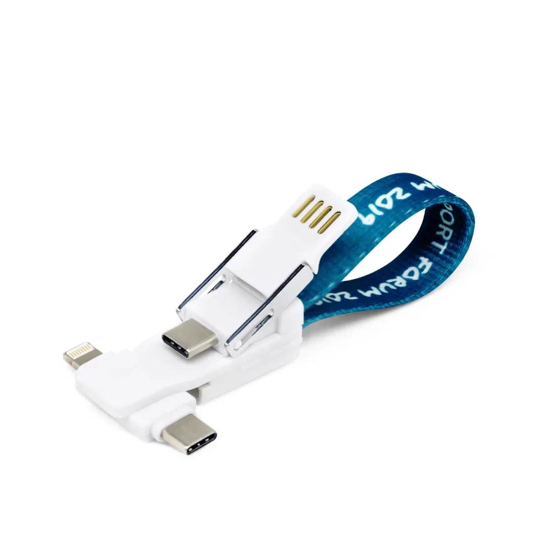 Double Type-C Interface 4 in 1 Keychain USB Charging Cable