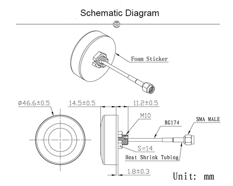 High Quality Mini External GPS Active Car Antenna with SMA Connector