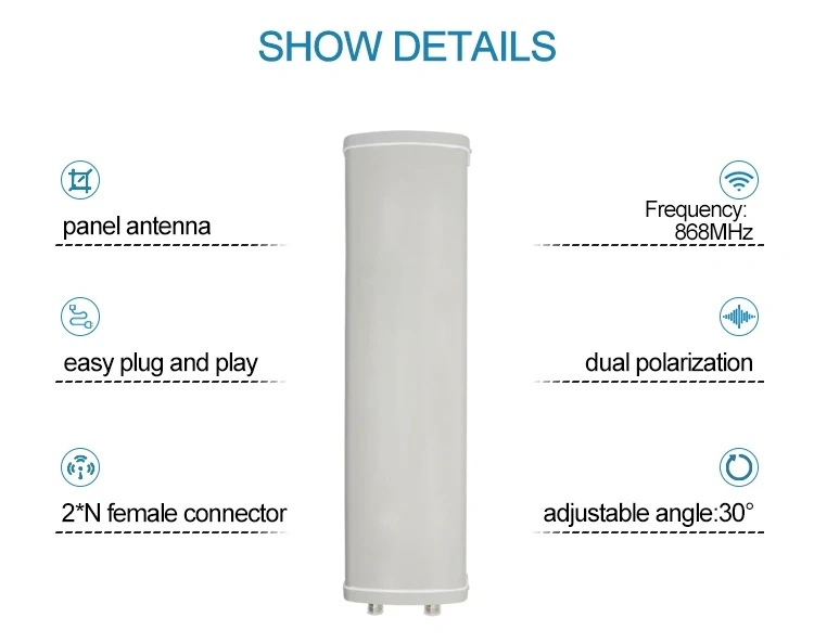 Base Station Sector Antenna, 1.7-2.7GHz, Dual Polarization, 16 dBi, Mounting Kit Included, Integrated GPS Antenna