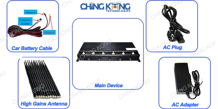 6 Antennas Used in Car GSM 3G 4G 2.4G Lojack GPS Jammer